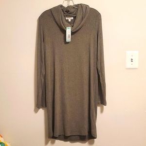 Nine Britton Marby Cowl Neck Hacci Knit Dress in Olive, Size Medium